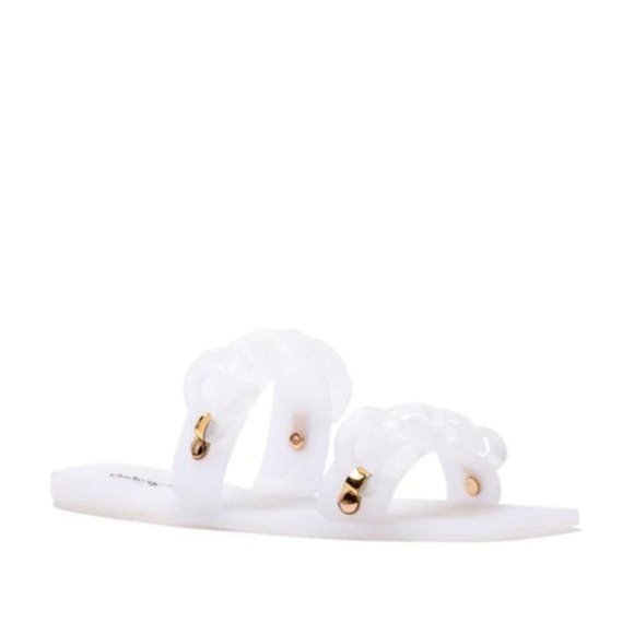 !! NEW !! Jelly Slide Sandals with Chain Detail in Matte White - Picture 5 of 11